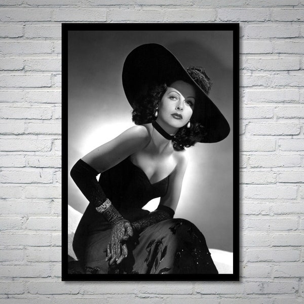 Hedy Lamar Vintage Fotografie - Retro Wandkunst - Hedy Lamar Fotodruck - Altes Hollywood Poster - Einzug Geschenkidee