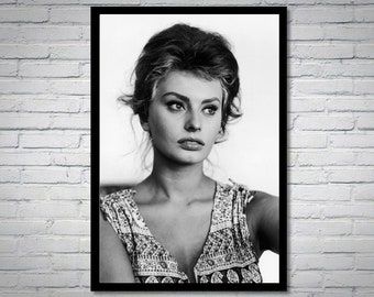 Photographie vintage de Sophia Loren - art mural rétro - impression photo Sophia Loren - vieille affiche hollywoodienne - idées cadeaux de pendaison de crémaillère - décoration boudoir