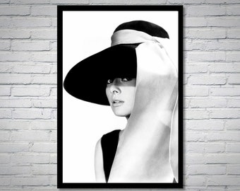 Audrey Hepburn Vintage Fotografie - Retro Wandkunst - Audrey Hepburn Fotodruck - Altes Hollywood Poster - Einzug Geschenkidee