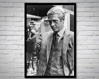 Photographie vintage de Steve McQueen - art mural rétro - impression photo Steve McQueen - vieilles affiches élégantes d'Hollywood - idées cadeaux de pendaison de crémaillère