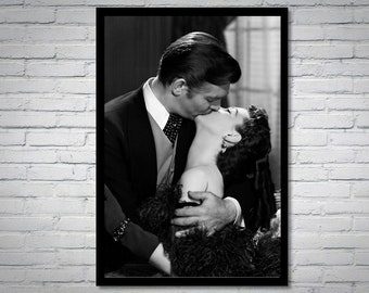 Vivien Leigh and Clark Gable vintage photograph - retro wall art - Gone With The Wind photo print - Old Hollywood poster - Housewarming gift