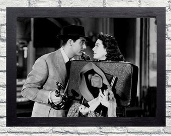 Cary Grant and Rosalind Russell vintage photograph - retro art -  His Girl Friday photo print - Old Hollywood posters - Anniversary gift