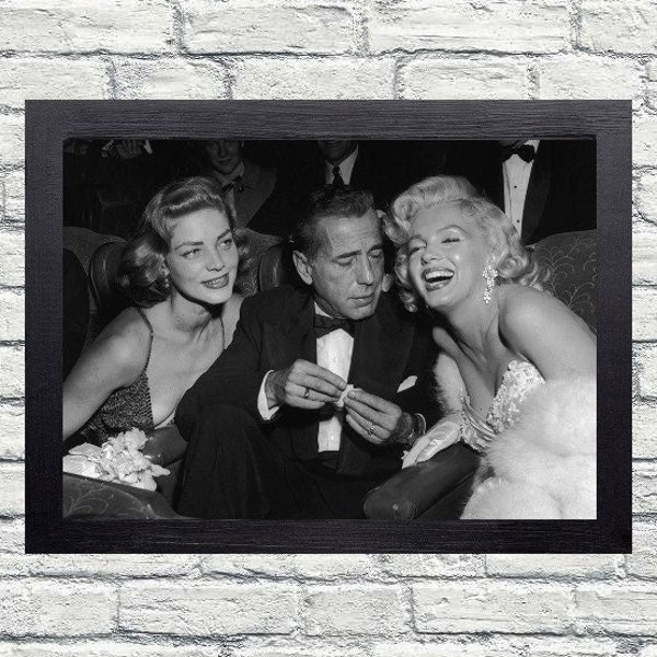 Marilyn Monroe, Lauren Bacall and Humphrey Bogart vintage photograph - retro photo prints - Old Hollywood posters - Housewarming gift ideas
