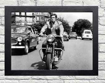 Photographie vintage Jean Paul Belmondo - Art mural rétro - Impression photo Belmondo - Vieilles affiches élégantes d'Hollywood - Idées cadeaux de pendaison de crémaillère