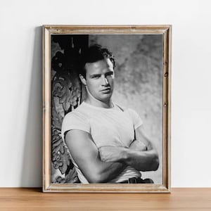 Fotografía vintage de Marlon Brando - Arte mural retro - Impresión fotográfica de Marlon Brando - Pósteres elegantes del viejo Hollywood - Ideas para regalos de inauguración de la casa