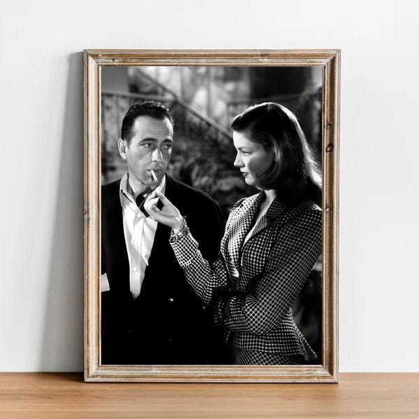 Lauren Bacall & Humphrey Bogart Vintage Photograph - Classic Hollywood Movie Poster