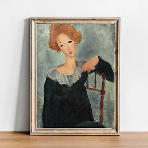 Woman with Red Hair (1917) by Amedeo Modigliani - French Poster Print - Parisian Apartment decor - eclectic artworks - aesthetic art