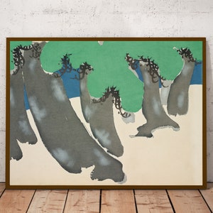 Japanese abstract art, Trees from Momoyogusa–Flowers of a Hundred Generations (ca. 1909–1910) by Kamisaka Sekka