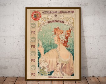Alphonse Mucha Art Nouveau Poster: Manufacture Royale Corsets