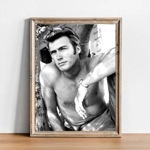 Clint Eastwood vintage photograph - retro wall art - Clint Eastwood photo print - Old Hollywood elegant posters - Housewarming gift ideas