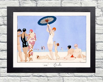 Art Deco Fashion Print: George Barbier Parisian Beach Scene