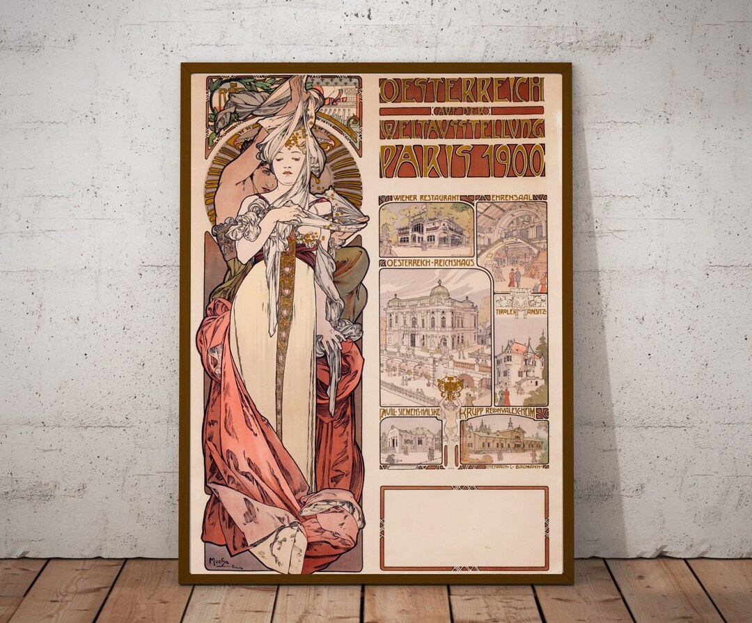 Alphonse Mucha Art Nouveau Poster: Oesterreich, Paris 1900 - Etsy