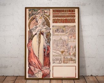 Mucha 展示ポスター DARMSTADT 1980額装 書