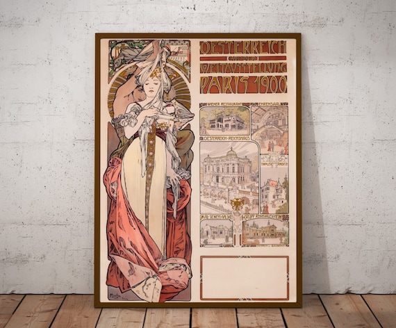 Alphonse Mucha Art Nouveau Poster: Oesterreich, Paris 1900 - Etsy