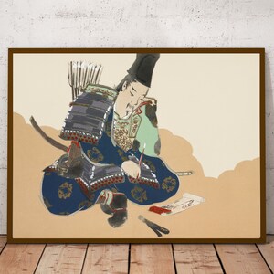 Japanese abstract art, Samurai from Momoyogusa–Flowers of a Hundred Generations (1909) by Kamisaka Sekka