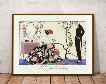 Art deco vintage fashion poster print, Fashion illustration, vintage fashion ads, jazz era art, George Barbier art, Parisian style artworks