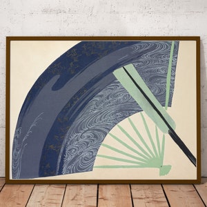Japanese abstract art, Fan from Momoyogusa–Flowers of a Hundred Generations (1909) by Kamisaka Sekka