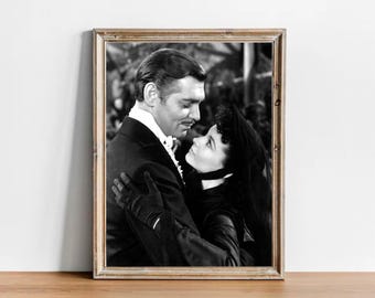 Vivien Leigh & Clark Gable Vintage Photograph - Gone With The Wind - Classic Hollywood Movie Poster