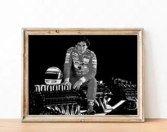 Ayrton Senna Vintage Photograph: Formula 1 Art Poster