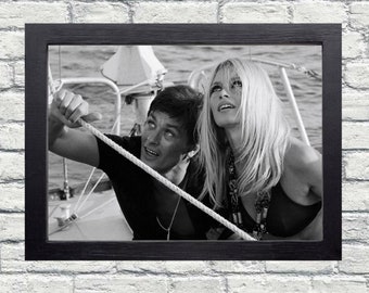 Photographie vintage de Brigitte Bardot et Alain Delon - art mural rétro - impression photo Bardot et Delon - affiche Old Hollywood - déco maison d'été