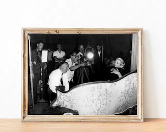 Grace Kelly, Cary Grant och Alfred Hitchcock vintagefotografi - Att fånga en tjuv - Klassisk Hollywood-affisch