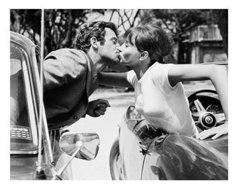 Anna Karina & Jean Paul Belmondo Vintage Photo Print - Pierrot Le