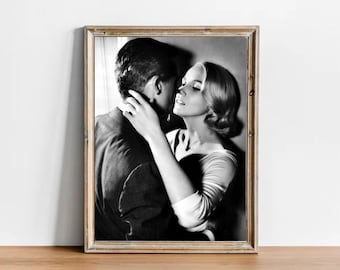 Fotografia d'epoca di Eva Marie Saint e Cary Grant: locandina del film Intrigo internazionale