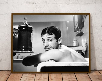 Photographie vintage Jean Paul Belmondo - Art mural rétro - Impression photo Belmondo - Vieilles affiches élégantes d'Hollywood - Idées cadeaux de pendaison de crémaillère