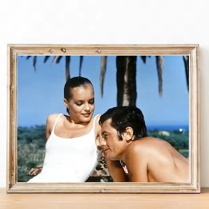 Fotografía vintage de Romy Schneider y Alain Delon - Impresión fotográfica de Schneider y Delon - Póster de Hollywood antiguo - Decoración de casa de verano