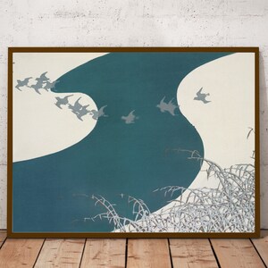 Arte abstracto japonés, Aves de Momoyogusa: flores de cien generaciones (ca. 1909-1910) de Kamisaka Sekka.