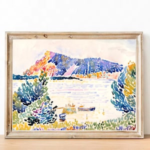 Henri-Edmond Cross, "Cap Nègre" (1909) - Impresión de póster francés - Decoración de apartamento parisino - Arte estético - Arte mural en tonos pastel