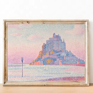 Paul Signac, "Mont Saint-Michel, puesta de sol" - Impresión de póster en francés - Decoración de apartamentos parisinos - Arte estético - Arte mural en colores pastel
