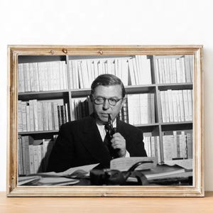 Fotografía vintage de Jean-Paul Sartre: decoración de pared retro, póster icónico, regalo inspirador para inauguración de la casa.