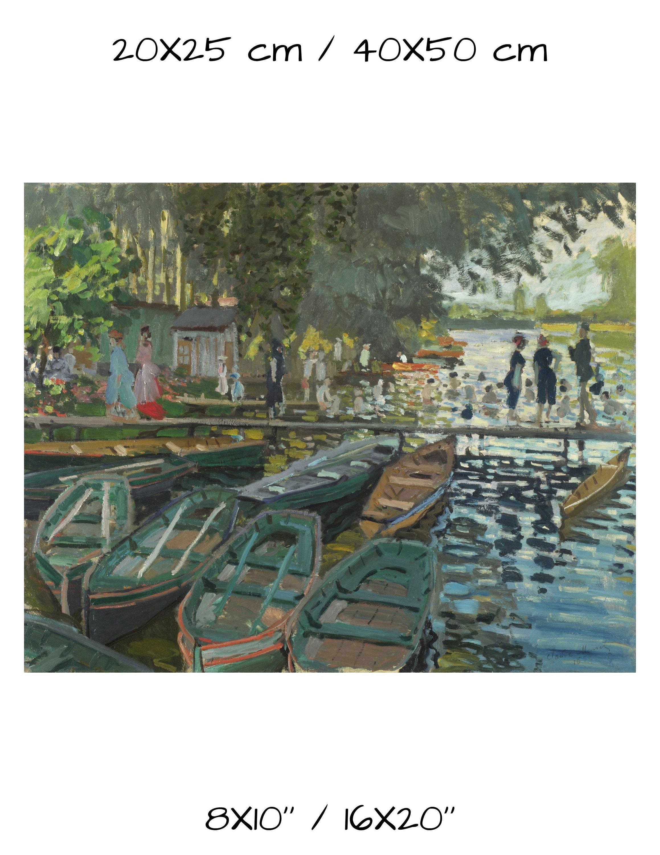 モネ　ラ・グルヌイエール　KPM ポーセリアン絵皿 CM = クロード・モネ、ラ・グルヌイエール 60 x 80 cm キャンバスに