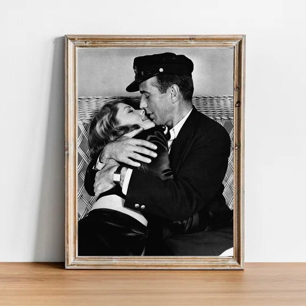 Vintage Photograph of Lauren Bacall and Humphrey Bogart - Retro Wall Art - "To Have and Have Not" Photo Print - Old Hollywood Poster