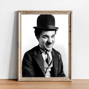 Charlie Chaplin Vintage Fotografie - Retro Wandkunst - Charlie Chaplin Fotodruck - Altes Hollywood Poster - Einweihungsparty Geschenkidee