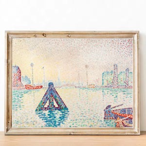 Paul Signac, "En Holanda" - Impresión de póster francés - Decoración de apartamento parisino - Obras de arte eclécticas - Arte estético - Pared en tonos pastel