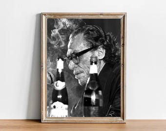 Fotografía vintage de Charles Bukowski - Póster artístico inspirador