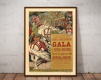 Póster de la ópera francesa de Eugène Grasset: Les Fêtes de Paris, 1896