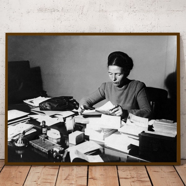 Photographie vintage Simone de Beauvoir - art mural rétro - impression photo de Beauvoir - affiche emblématique - cadeau de pendaison de crémaillère - cadeau inspirant