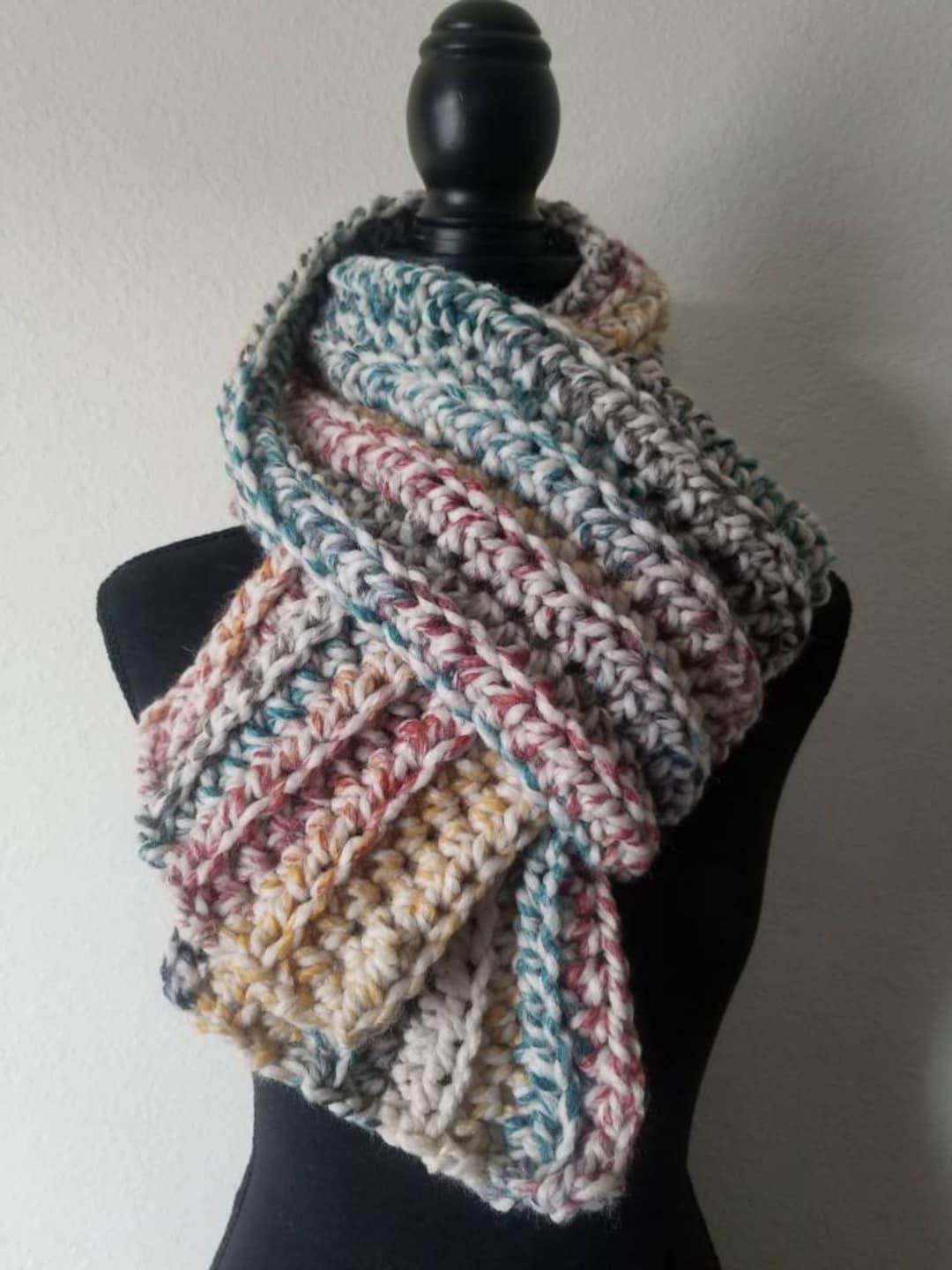 Chunky Crochet Scarf: Handmade Wool Blend Unisex Scarf - Etsy