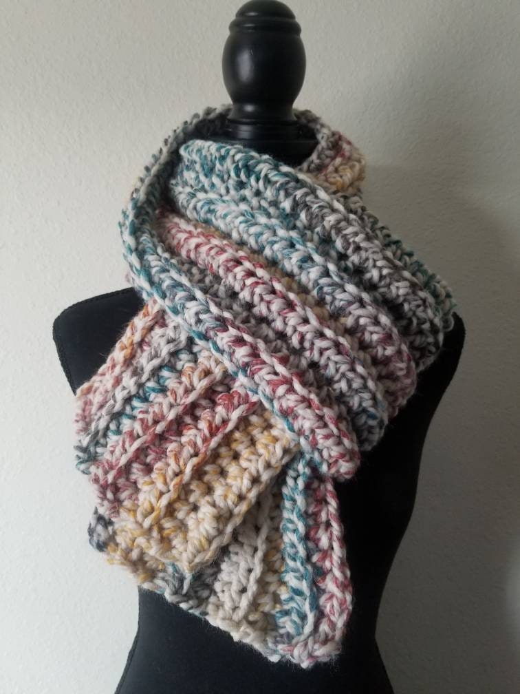 Chunky Crochet Scarf / Crocheted Scarf / Handmade Scarf / Unisex Scarf