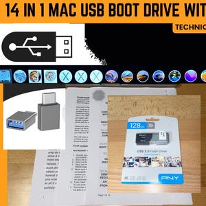 14 In 1 Mac Bootable USB-C Flash Drive 128GB For Mac Computers With Guide