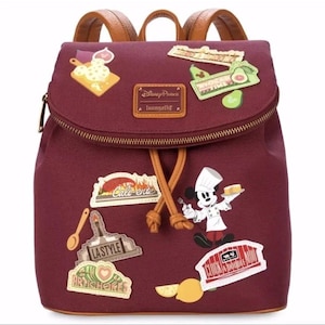 Vintage Disney Micky Maus Loungefly Rucksack California Adventure Food & Wine HTF Bild 1