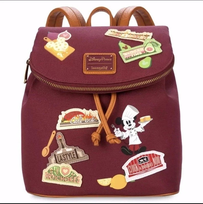 Vintage Disney Micky Maus Loungefly Rucksack California Adventure Food & Wine HTF Bild 1