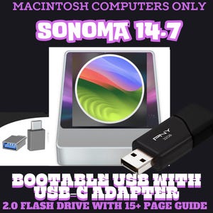 Mac OS Sonoma Bootable USB-C Flash Drive Installer Repair With Guide