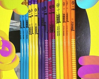 Vintage YIKES! Pencils Lot Of 16 Pencils Screwballs Rounds 1990s 1 Owner NEW