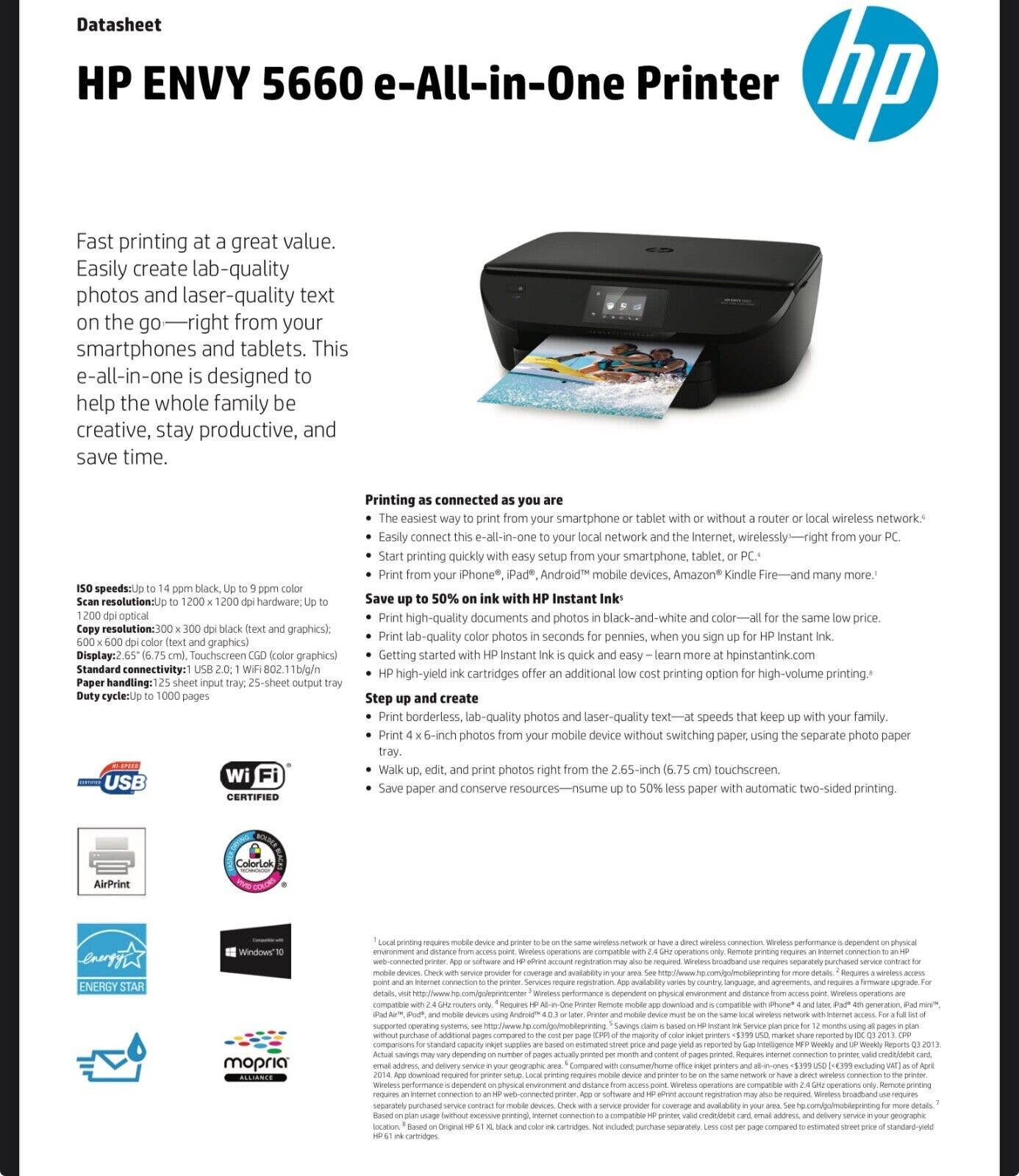 HP Envy 5660 Wireless All-in-one Photo Printer Low Page Count 766 No ...