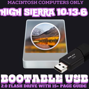 Mac OS High Sierra Bootable USB Flash Drive 15 Page Guide and Tech Support