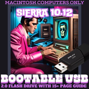 Mac Repair Service Sierra Bootable USB Flash Drive With 15 Page Printed Guide and Tech Support
